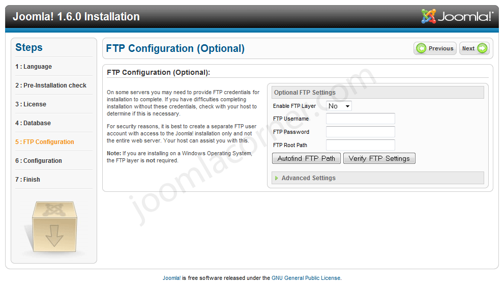 กรอกรายละเอียดของการใช้งานในรูปแบบ FTP โหมด