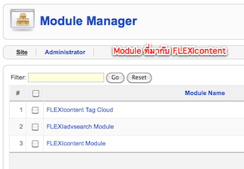 โมดูลที่มากับ FLEXIcontent