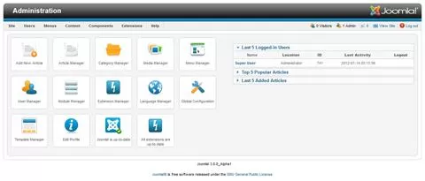 หน้าผู้ดูแลระบบ จูมล่า 3.0 อัลฟ่า 1