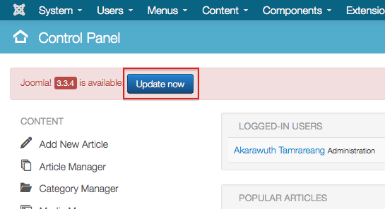 Joomla 3.3.4 Update Step 1